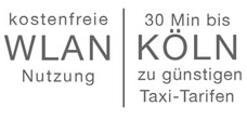 Kostenfreie WLAN Nutzung und 30 Minuten bis Köln zu günstigen Taxitarifen